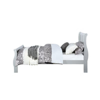 Wooden Queen Size Bed with Sleigh Headboard and Footboard, Silver - AMF-26730Q