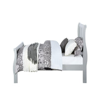 Wooden Queen Size Bed with Sleigh Headboard and Footboard, Silver - AMF-26730Q