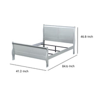 Wooden Queen Size Bed with Sleigh Headboard and Footboard, Silver - AMF-26730Q