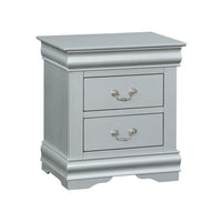 TTraditional Style Wooden Nightstand with Two Drawers and Bracket Base, Gray - BM194252