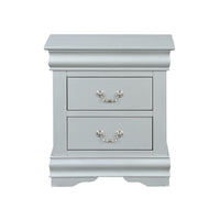 TTraditional Style Wooden Nightstand with Two Drawers and Bracket Base, Gray - BM194252