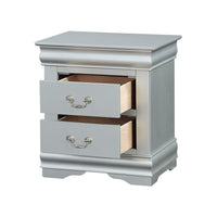 TTraditional Style Wooden Nightstand with Two Drawers and Bracket Base, Gray - BM194252