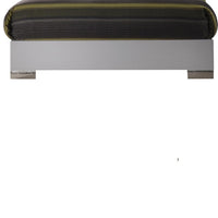 Wooden queen size bed with block legs and Crystal Accented Headboard, White - AMF-26770Q