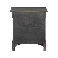 Traditional Style Wooden Nightstand with Two Drawers and Metal Handles, Dark Gray - AMF-26793