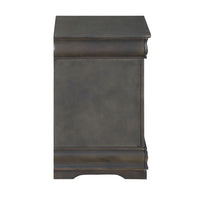 Traditional Style Wooden Nightstand with Two Drawers and Metal Handles, Dark Gray - AMF-26793