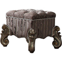 Traditional Style Wood and Poly Resin Vanity Stool, Gray - AMF-26848