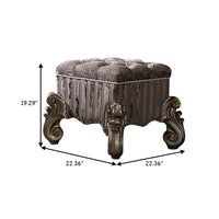 Traditional Style Wood and Poly Resin Vanity Stool, Gray - AMF-26848