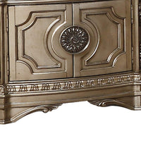 Marble Top Nightstand With One Drawer And Two Door Shelf, Antique Champagne - AMF-26934