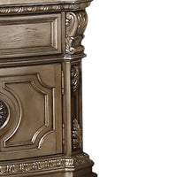 Marble Top Nightstand With One Drawer And Two Door Shelf, Antique Champagne - AMF-26934