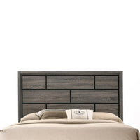 Transitional Style Wooden Queen Size Bed with Brick Elements Panel Headboard, Gray - AMF-27050Q