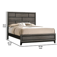 Transitional Style Wooden Queen Size Bed with Brick Elements Panel Headboard, Gray - AMF-27050Q