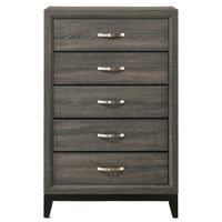 Five Drawer Chest With Tapered Feet, Weathered Gray - AMF-27056