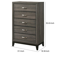 Five Drawer Chest With Tapered Feet, Weathered Gray - AMF-27056