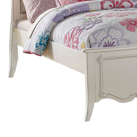 Pine Wood Twin Bed With Button Tufted Headboard, Pearl White - AMF-30505T