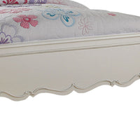 Pine Wood Twin Bed With Button Tufted Headboard, Pearl White - AMF-30505T