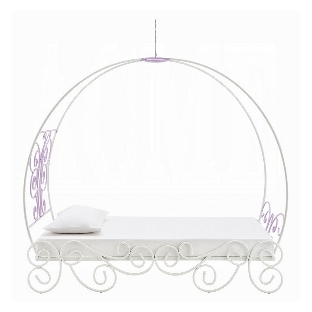 Angel Full Bed with Canopy, White & Purple - AMF-30535F