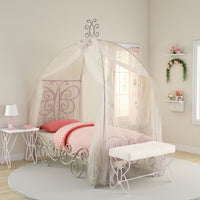 Angel Full Bed with Canopy, White & Purple - AMF-30535F