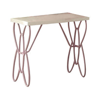 Wood And Metal One Drawer Butterfly Design Nightstand, White & Light Purple - AMF-30538