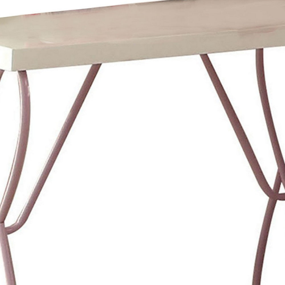 Wood And Metal One Drawer Butterfly Design Nightstand, White & Light Purple - AMF-30538