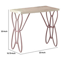 Wood And Metal One Drawer Butterfly Design Nightstand, White & Light Purple - AMF-30538