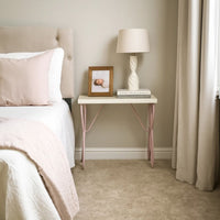 Wood And Metal One Drawer Butterfly Design Nightstand, White & Light Purple - AMF-30538