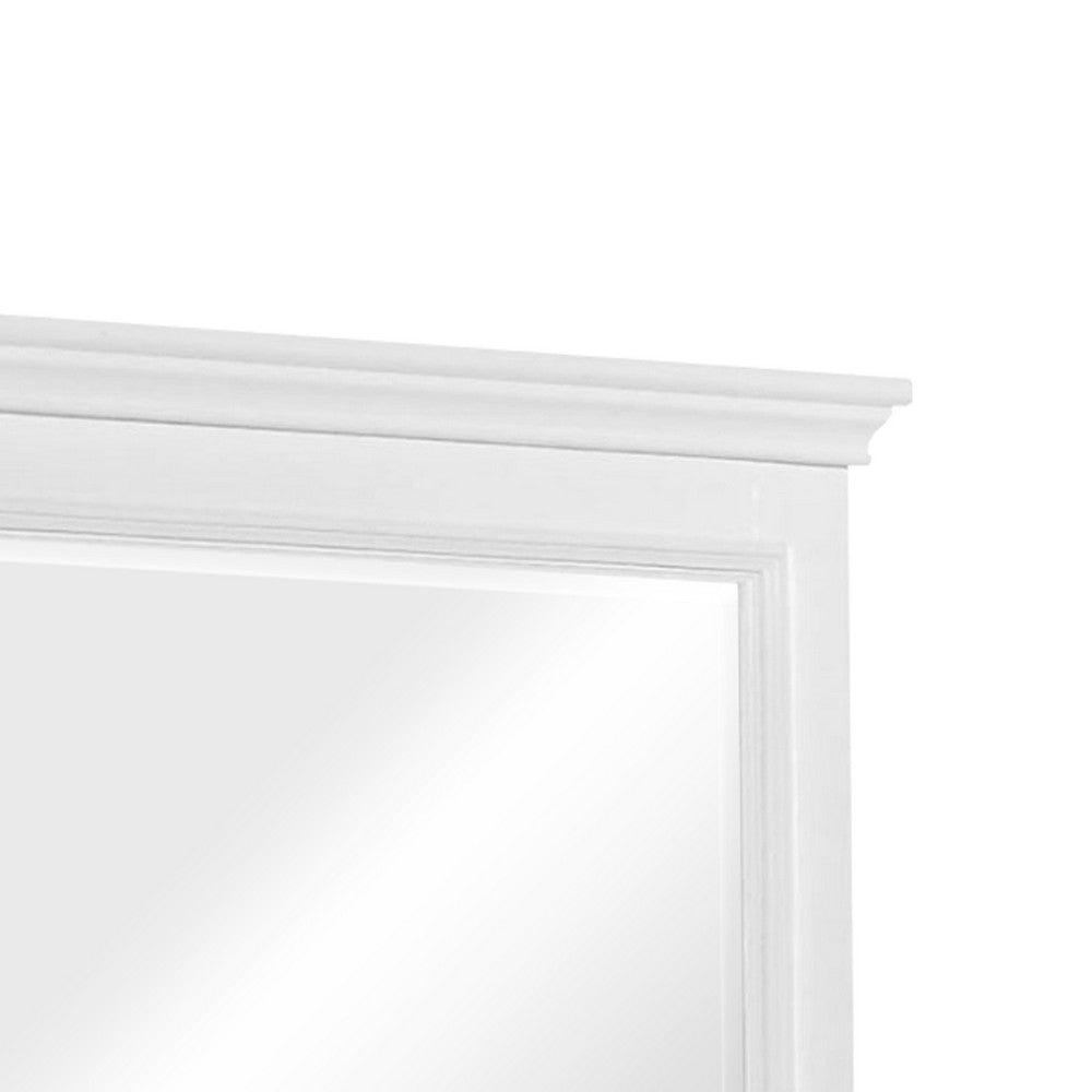 Contemporary Style Wood Rectangular Mirror, White - AMF-30600