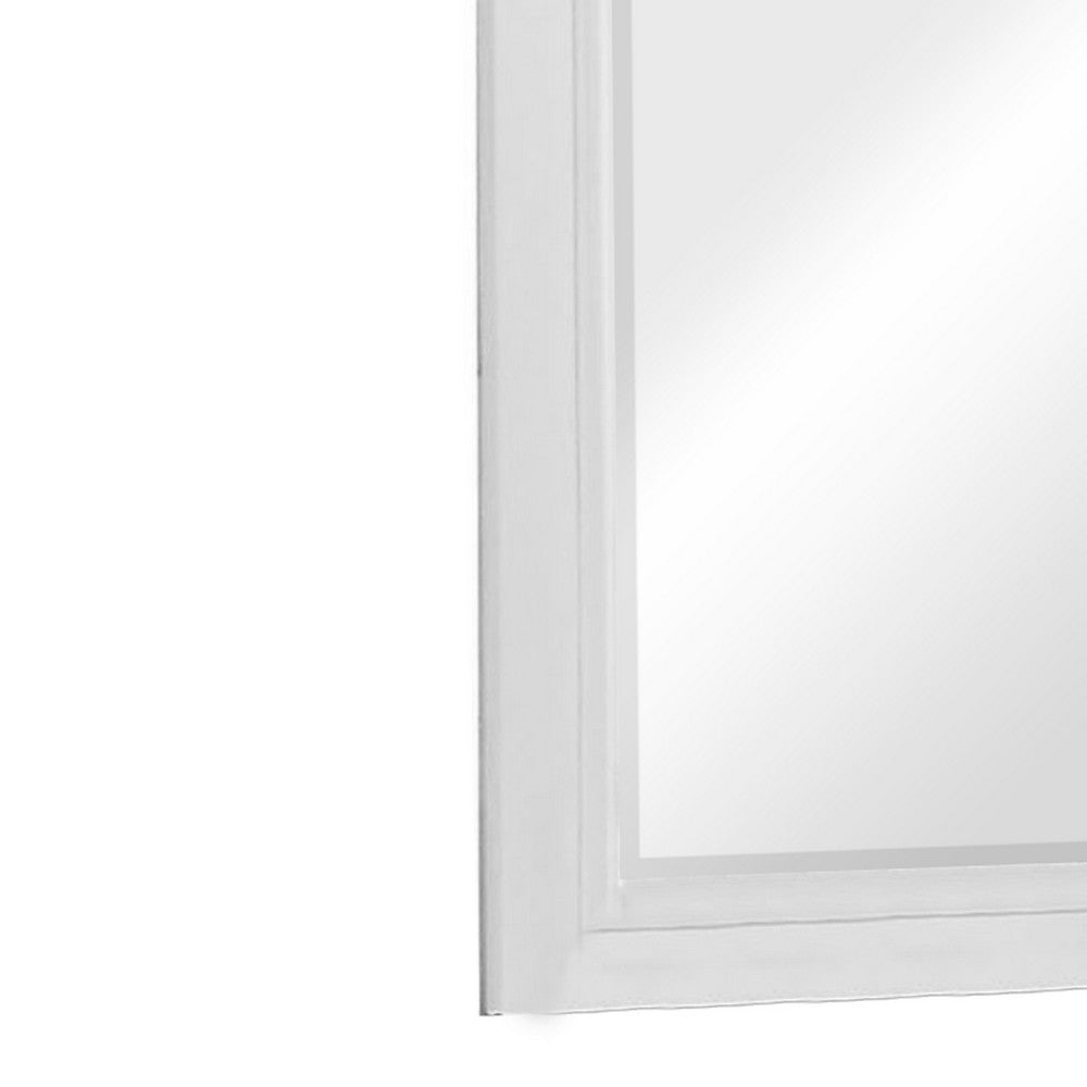Contemporary Style Wood Rectangular Mirror, White - AMF-30600