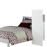 Wooden Twin Size Bed with Slated Headboard and Block Legs, White - AMF-37152