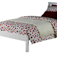 Wooden Twin Size Bed with Slated Headboard and Block Legs, White - AMF-37152