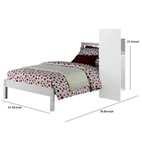 Wooden Twin Size Bed with Slated Headboard and Block Legs, White - AMF-37152