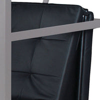 Adjustable Metal Futon with Faux Leather Upholstered Tufted Details and Casters, Black - AMF-37276
