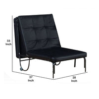 Adjustable Metal Futon with Faux Leather Upholstered Tufted Details and Casters, Black - AMF-37276