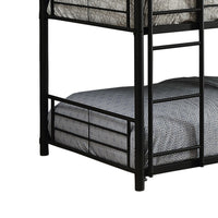 Triple Layer Full Size Metal Bunk Bed with Attached Ladder, Black - AMF-37330