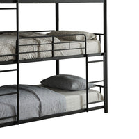 Triple Layer Full Size Metal Bunk Bed with Attached Ladder, Black - AMF-37330