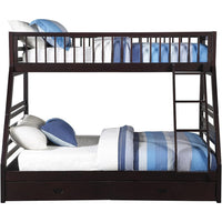 Wooden TwinXL/Queen Bunk Bed with Drawers, Espresso Brown - AMF-37425