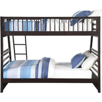 Wooden TwinXL/Queen Bunk Bed with Drawers, Espresso Brown - AMF-37425