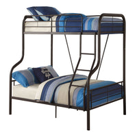 Metal Twin over Full Size Bunk Bed with Guardrail and Ladder, Gray - AMF-37610