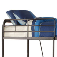Metal Twin over Full Size Bunk Bed with Guardrail and Ladder, Gray - AMF-37610