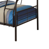 Metal Twin over Full Size Bunk Bed with Guardrail and Ladder, Gray - AMF-37610