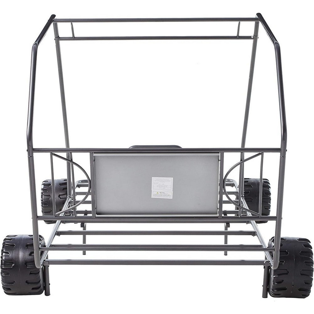 Metal Go Kart Style Twin Bed, Black - AMF-37640T