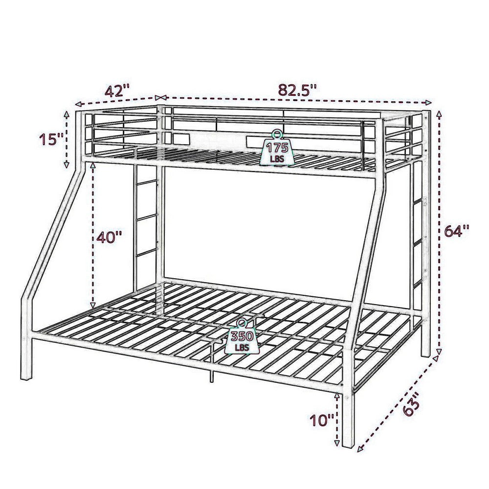 Metal Twin XL/Queen Bunk Bed, Black Sand - AMF-38000