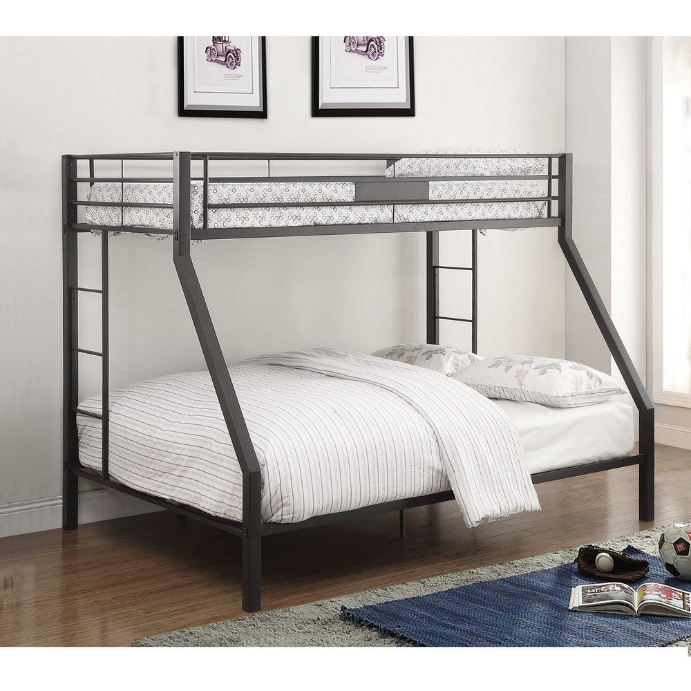Metal Twin XL/Queen Bunk Bed, Black Sand - AMF-38000
