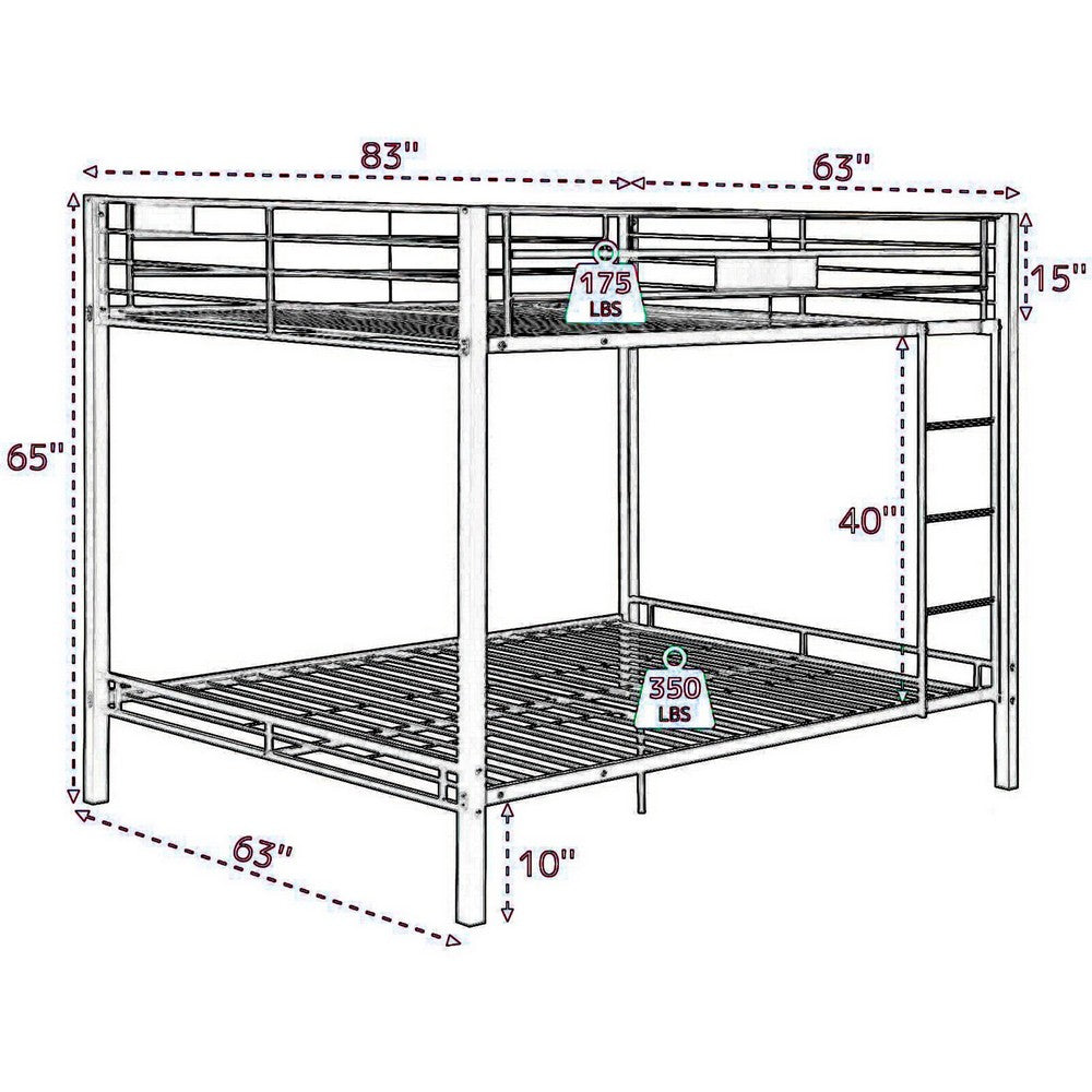Metal Queen/Queen Bunk Bed, Black Sand - AMF-38015