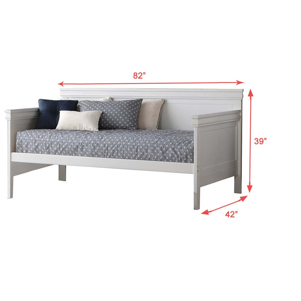 Piya Transitional Wooden Day Bed with Beveled Edges, White - AMF-39100
