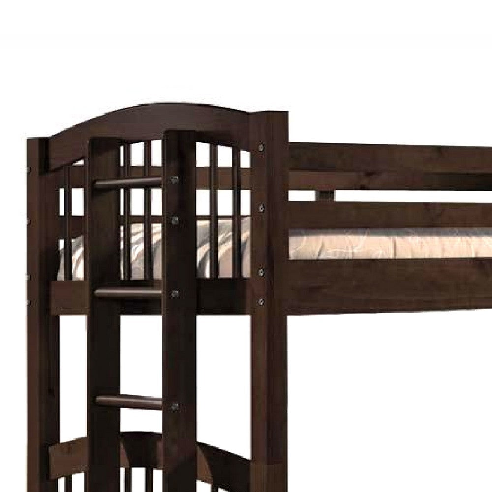 Wooden Twin/Twin Bunk Bed & Trundle with 3 Drawers, Brown - AMF-40000