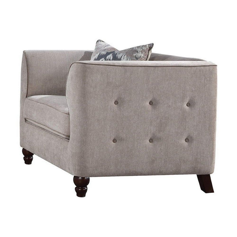 Fabric Upholstery Chair With Button Tufted Backrest And Sides, Light Gray - AMF-52057