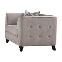 Fabric Upholstery Chair With Button Tufted Backrest And Sides, Light Gray - AMF-52057