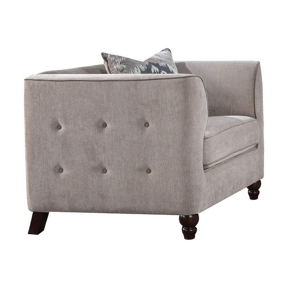 Fabric Upholstery Chair With Button Tufted Backrest And Sides, Light Gray - AMF-52057