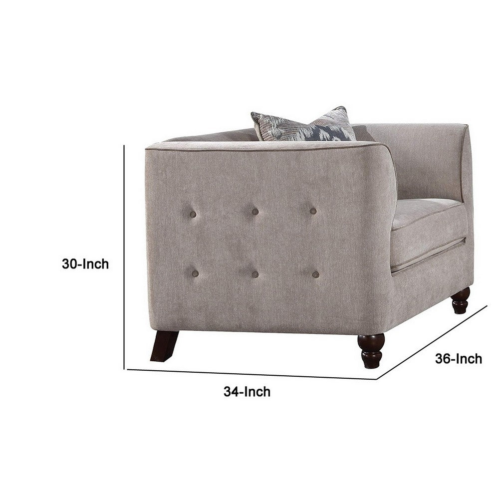 Fabric Upholstery Chair With Button Tufted Backrest And Sides, Light Gray - AMF-52057