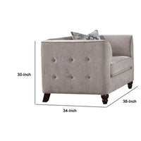 Fabric Upholstery Chair With Button Tufted Backrest And Sides, Light Gray - AMF-52057